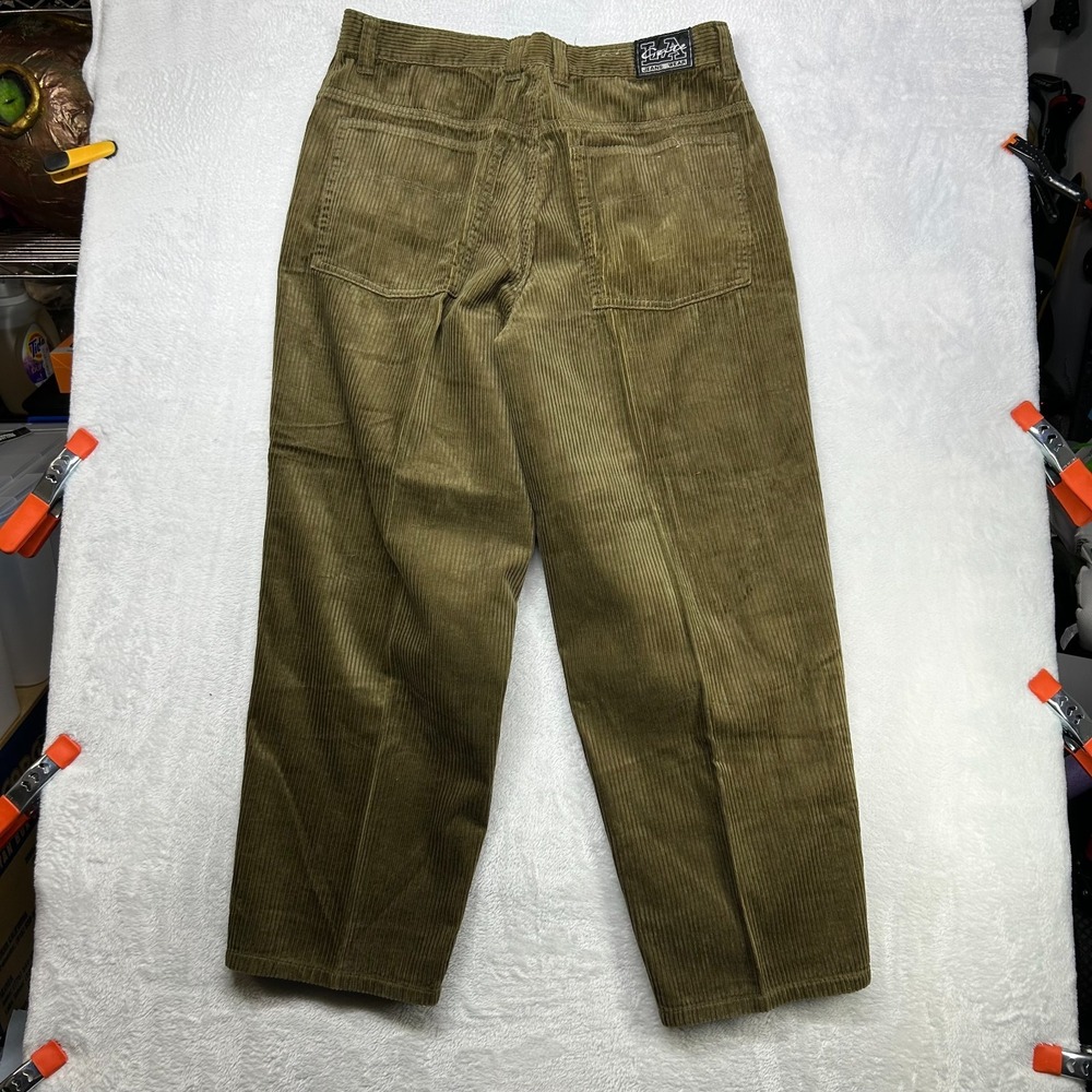 Vintage LA Gate Corduroy Pants Men's Olive Green Relaxed Fit Skater Y2K - 37X30 - Picture 2 of 11